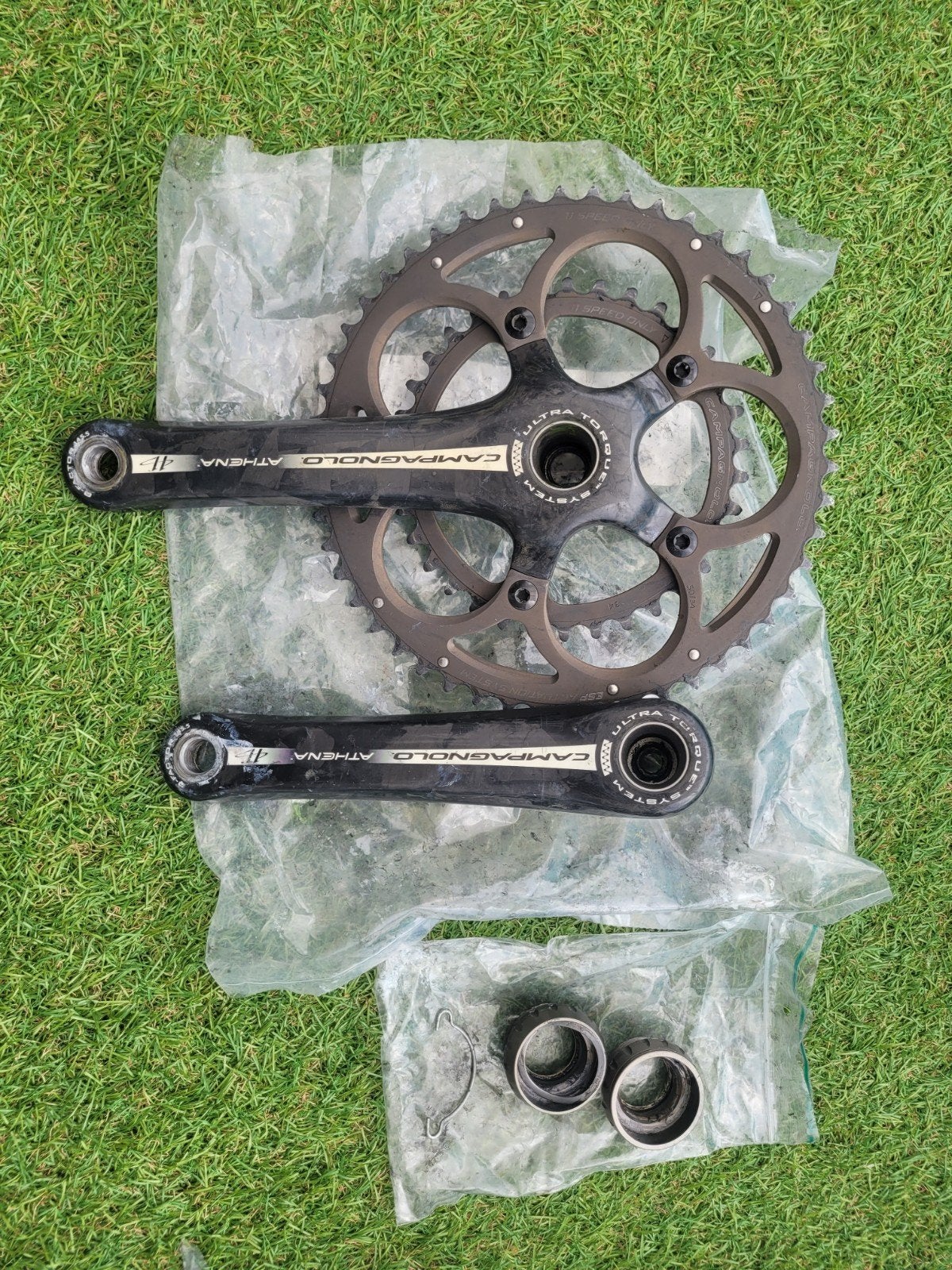 Campagnolo Athena 11 Speed 50-34 Compact Crankstel, Fietsen en Brommers, Fietsonderdelen, Crankstel of Pedalen, Gebruikt, Overige materialen
