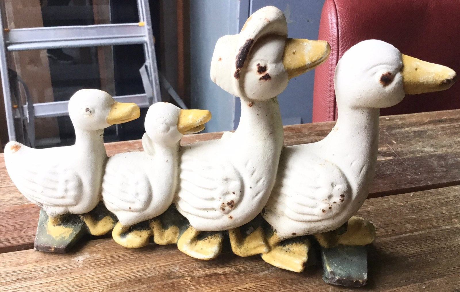 OUDE BROCANTE GIETIJZEREN EENDJES / DEURSTOPPER, Ophalen of Verzenden