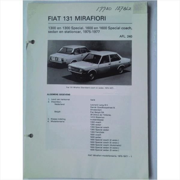 Fiat 131 Mirafiori Vraagbaak losbladig 1975-1977 #2 Nederlan, Ophalen of Verzenden, Gelezen, Overige merken