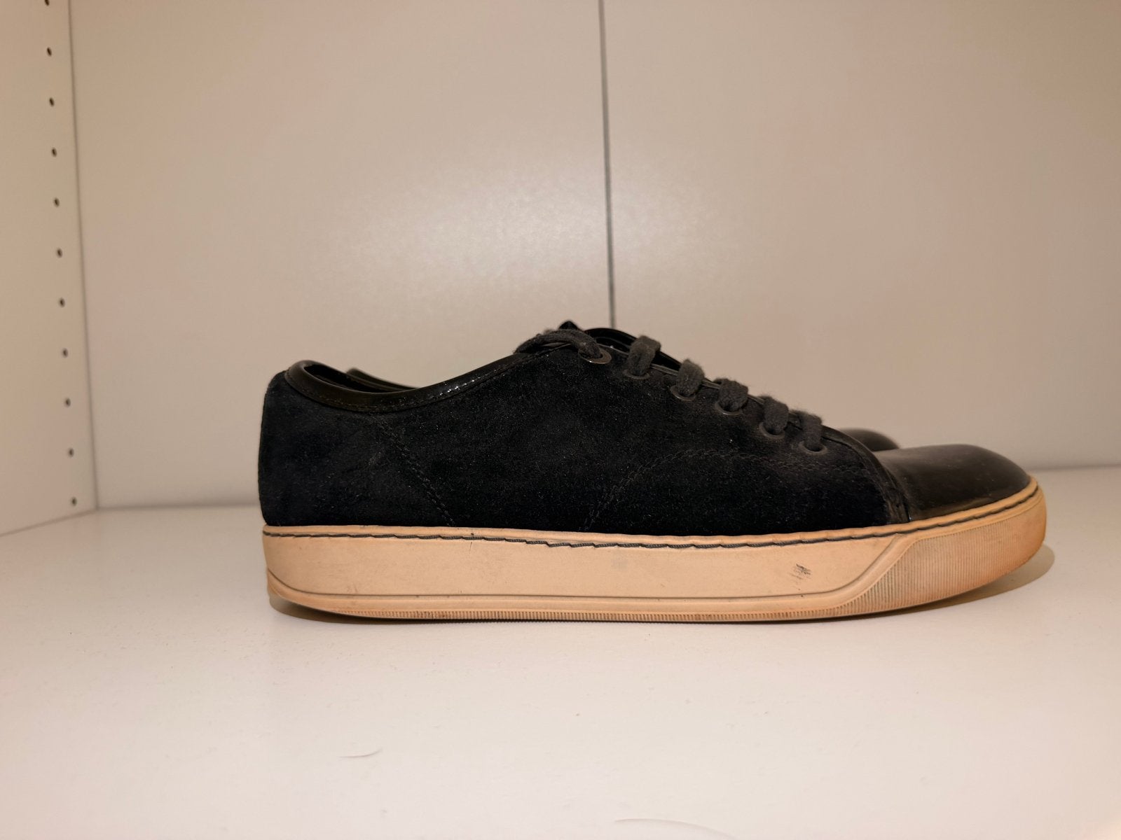 Lanvin sneakers maat 40 - Zwart suède met lakleer, Ophalen, Gedragen, Zwart, Sneakers of Gympen