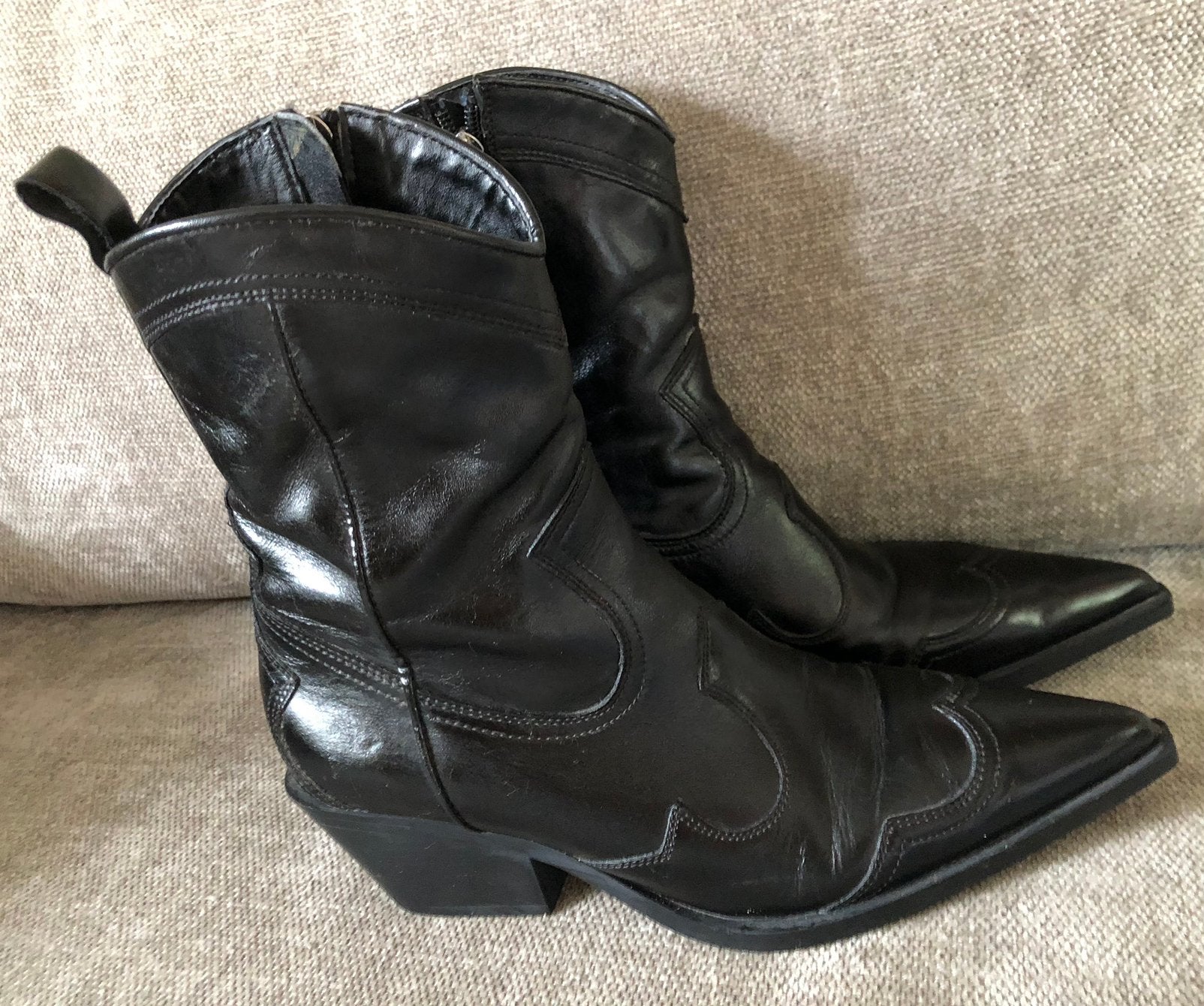 Cowboy/western laarzen /Zara/maat 40 izgst, Zwart, Lage of Enkellaarzen, Ophalen of Verzenden, Zo goed als nieuw