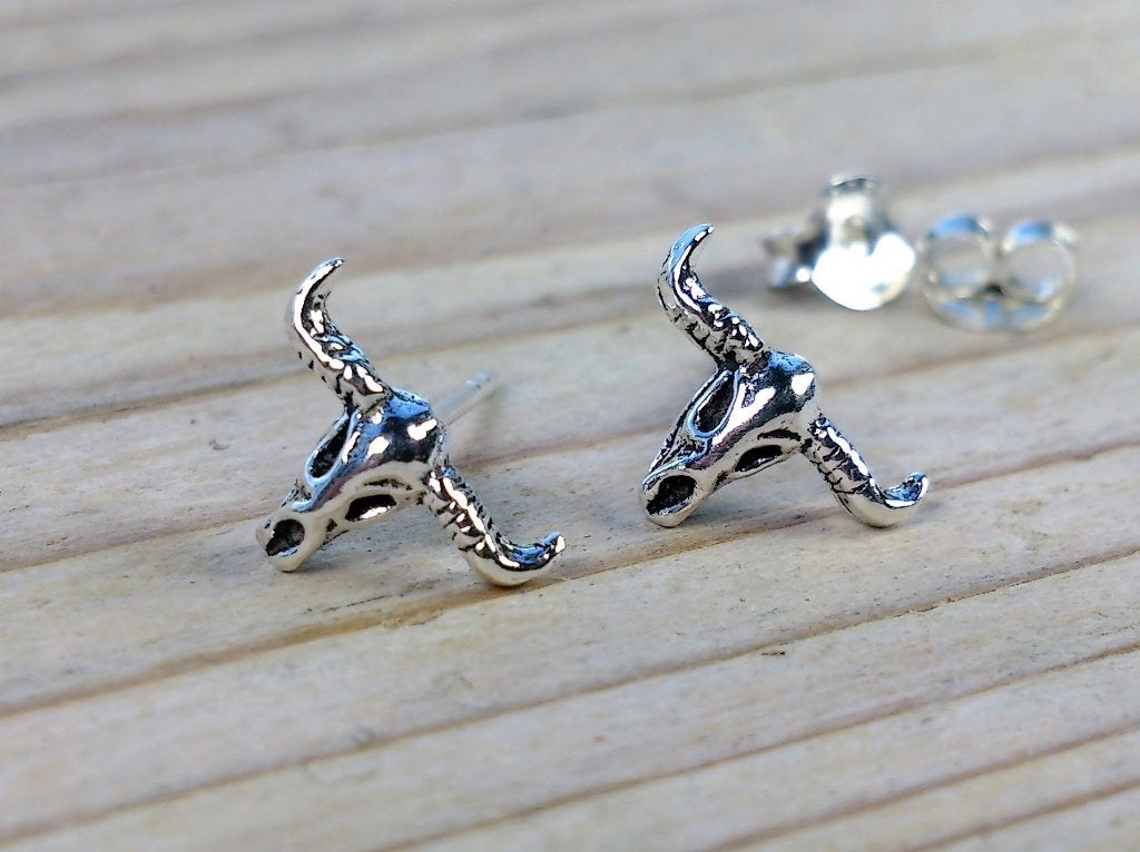 Oorknopjes / Oorstekers - Buffel Schedel - Echt Zilver, Verzenden, Info@toas.nl, Nieuw, De Vlonder 219-i  Boekel