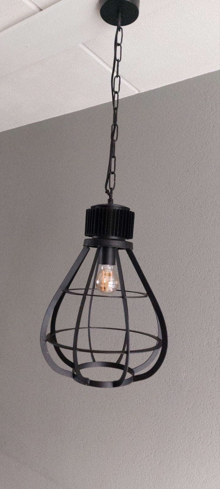 Industriële hanglampen en plafondlamp - Zwart metaal, Ophalen, Gebruikt, Industrieel, Modern, E27 (groot)