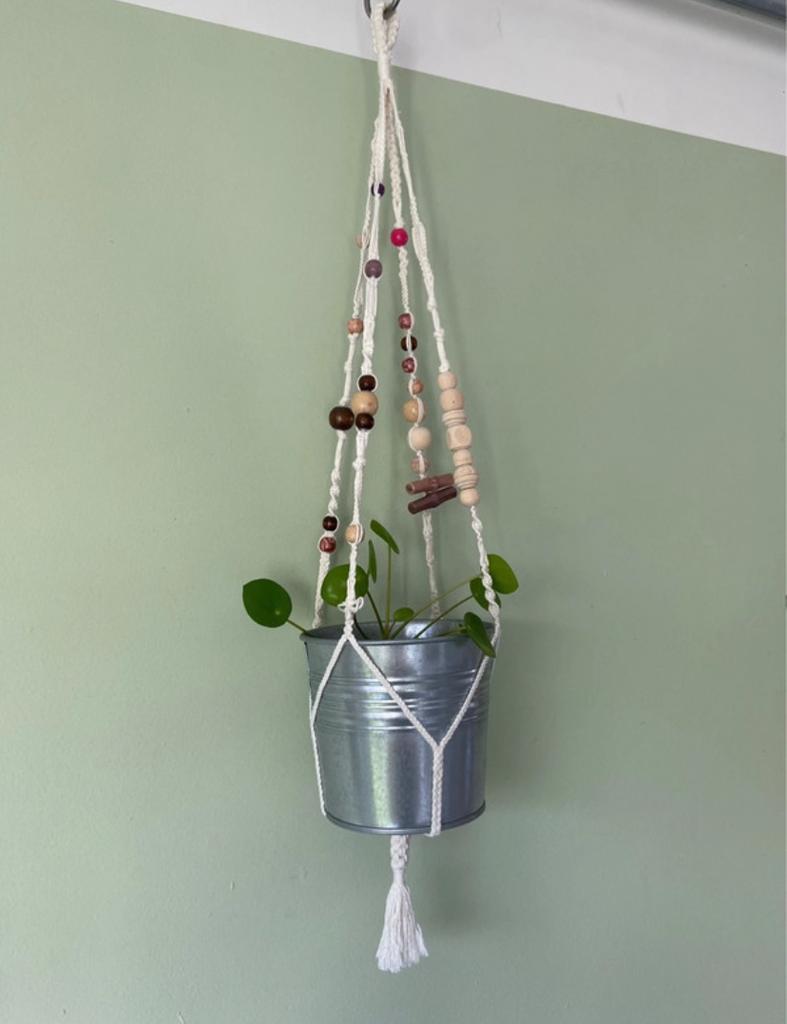 Macrame plantenhanger, Ophalen of Verzenden, Zo goed als nieuw, Rond, Minder dan 30 cm