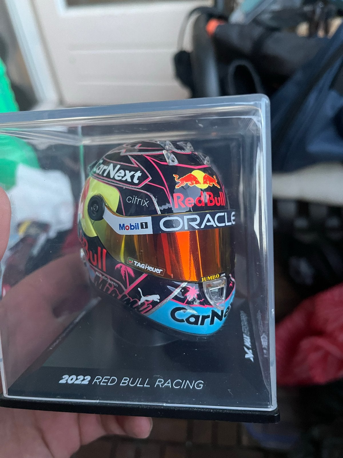 Max Verstappen 2022 Red Bull Racing Mini Helm, Ophalen of Verzenden, Zo goed als nieuw, Formule 1