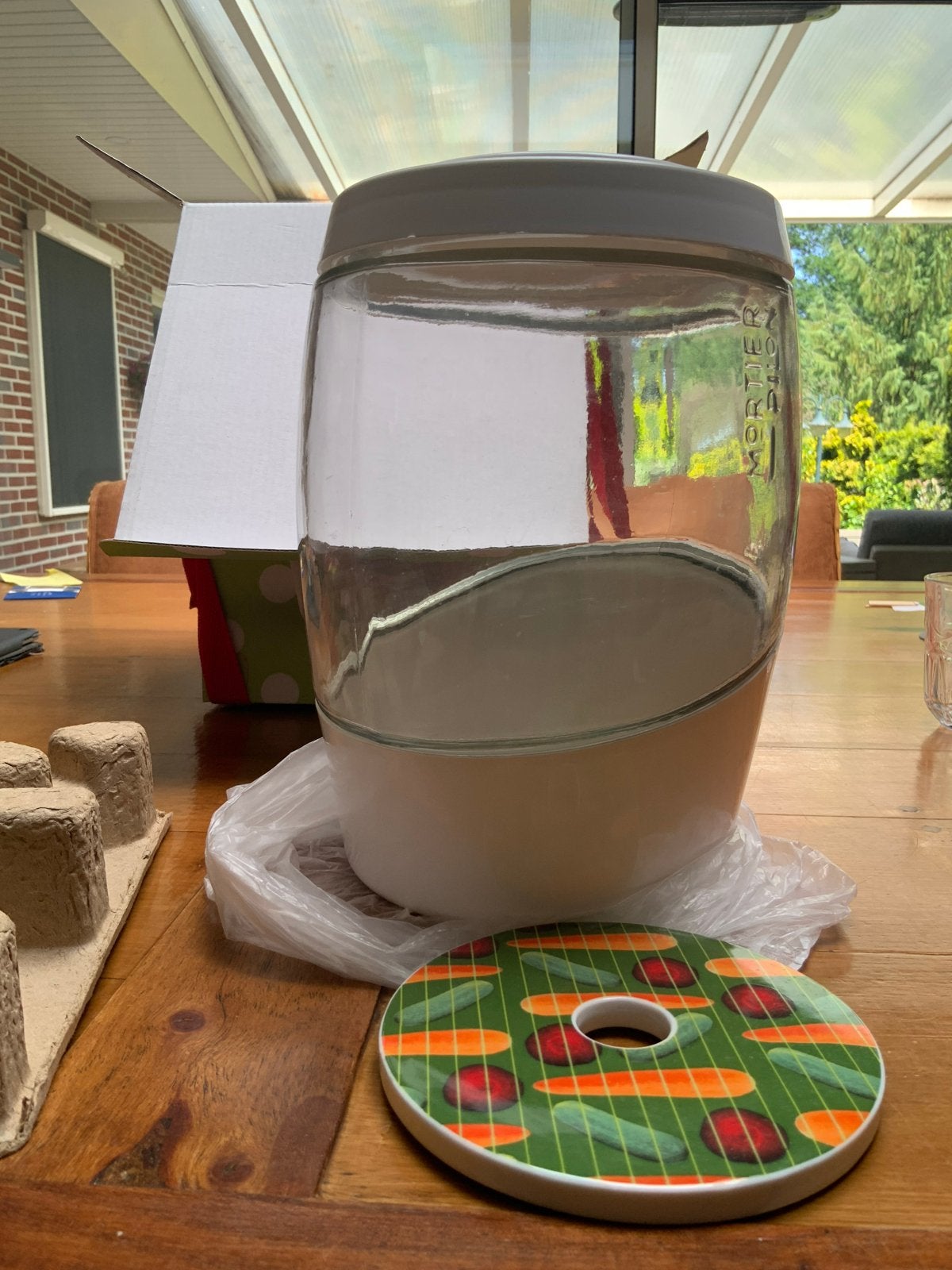 Zuurkool pot - Fermentatiepot - Nieuw in doos pickle press, Glas, Nieuw, Ophalen of Verzenden, Voorraadpot