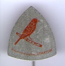 Vogelvereniging Stratum blik speldje ( N_084), Verzenden, Zo goed als nieuw, Transport, Speldje of Pin