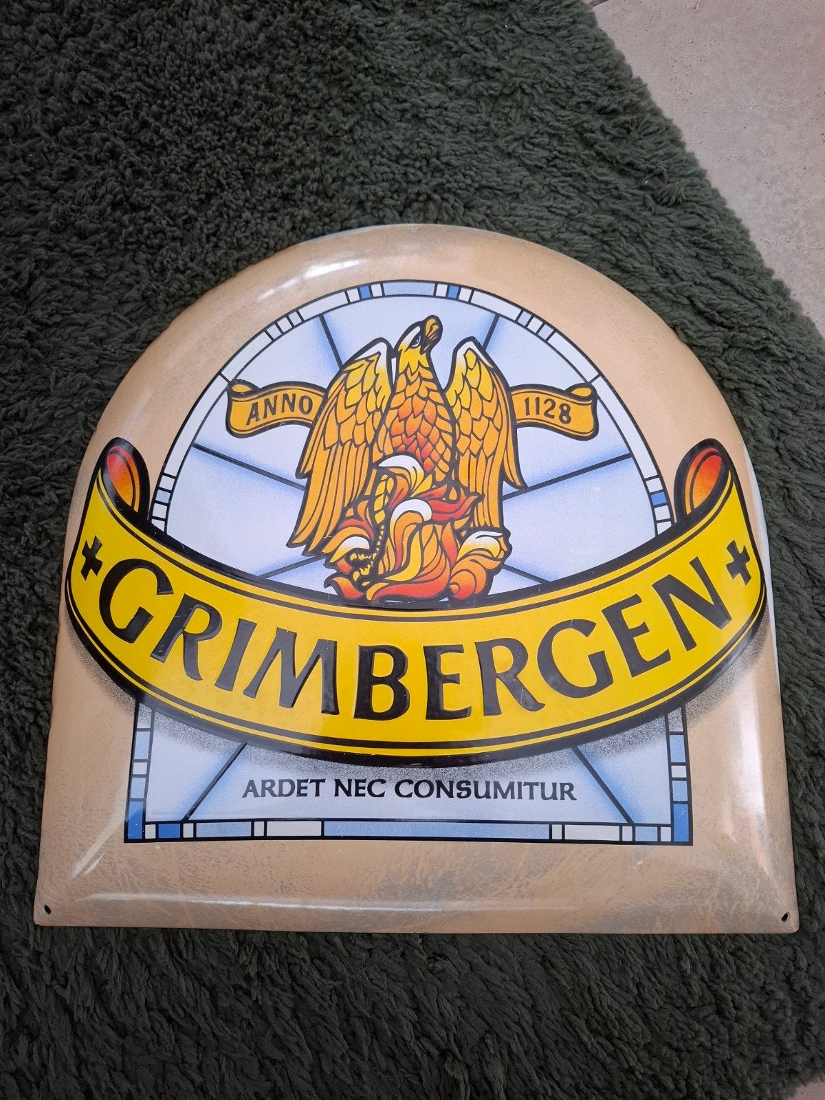 emaille Grimbergen bier reclame bord, Verzamelen, Ophalen of Verzenden, Gebruikt, Reclamebord