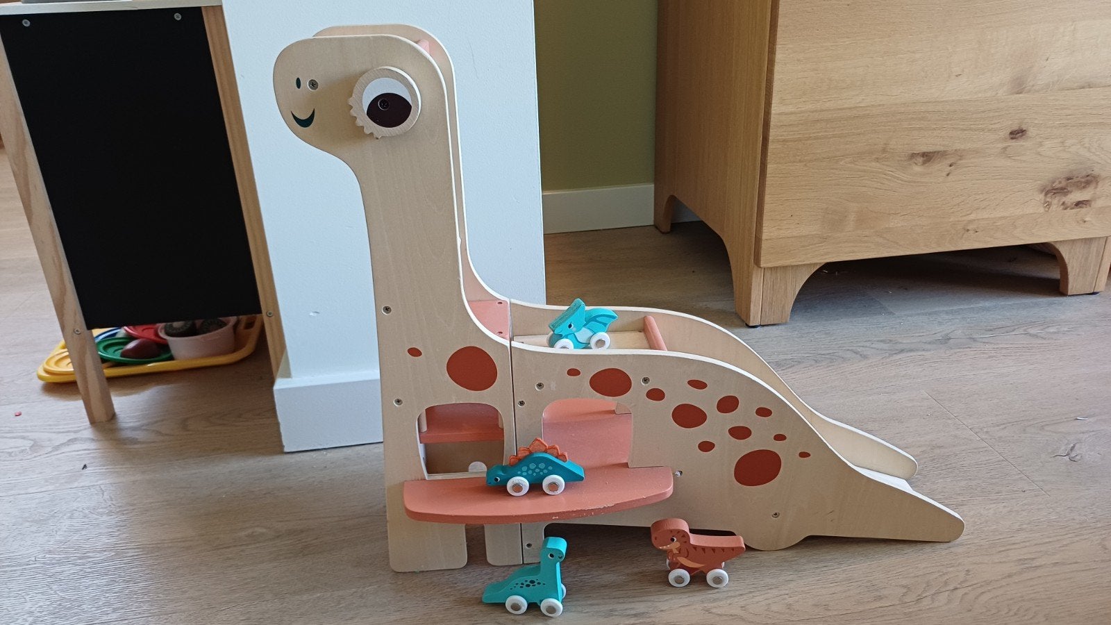 Janod Dino Garage - Houten Dinosaurus Speelgoed, Ophalen of Verzenden, Gebruikt, Overige typen