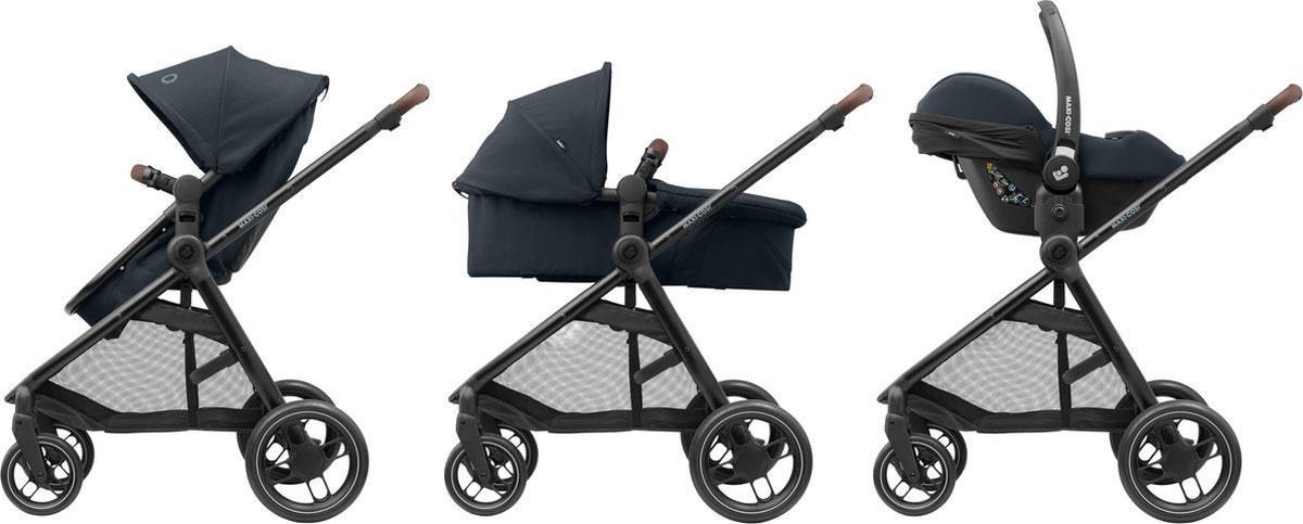 Maxi-Cosi Zelia³ kinderwagen Zwart met adaptors, Ophalen, Gebruikt, Combiwagen, Met autostoeltje