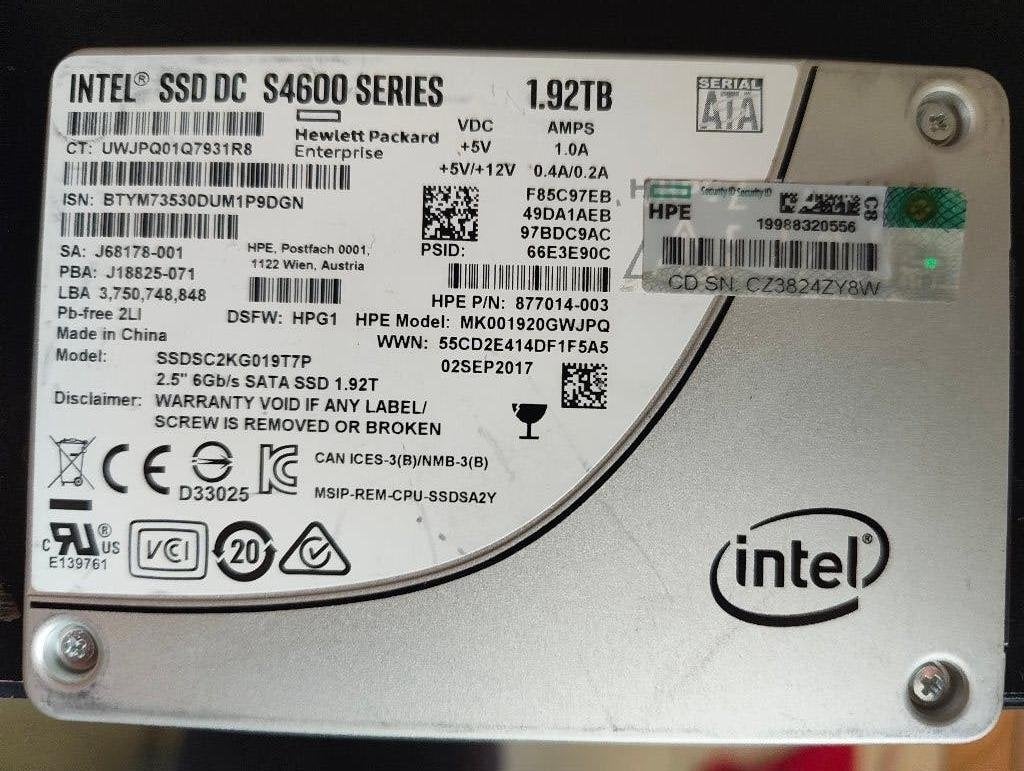 Micron 5200 Max, Samsung 863a, Intel DC S4600 1.92TB SSD's, Computers en Software, Intern, Gebruikt, Server, Ophalen of Verzenden