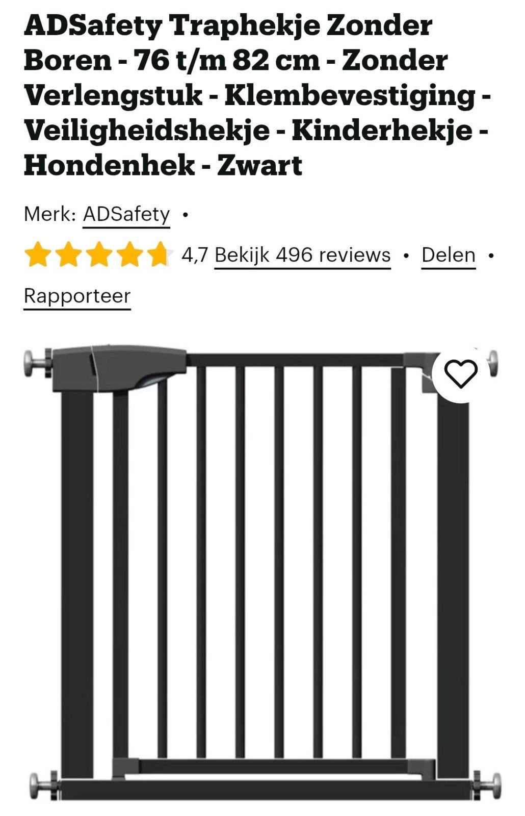 ADSafety Traphekje Zonder Boren - Zwart, Ophalen, Zo goed als nieuw, Klemhekje, Metaal of IJzer