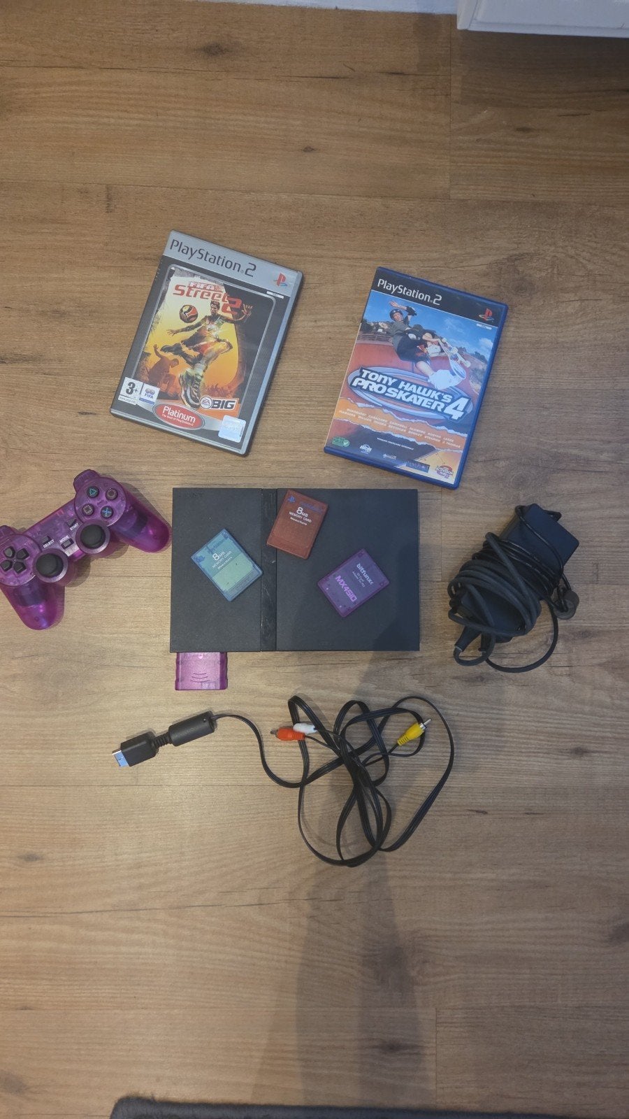 PlayStation 2 Slim met Free McBoot, controller en games, Gebruikt, Zwart, Met games, Ophalen of Verzenden