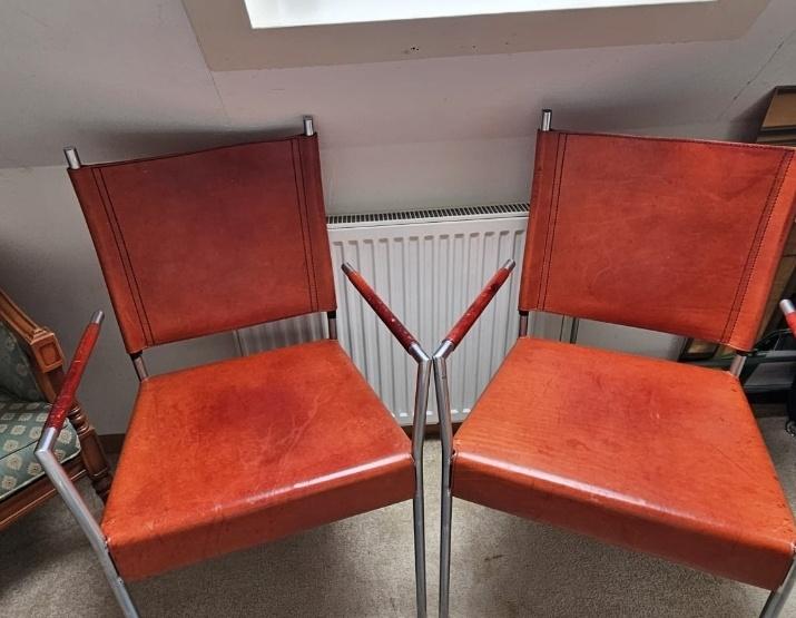 2 leer stoel bruin philip stark, Huis en Inrichting, Stoelen, Twee, Bruin, Leer, Zo goed als nieuw