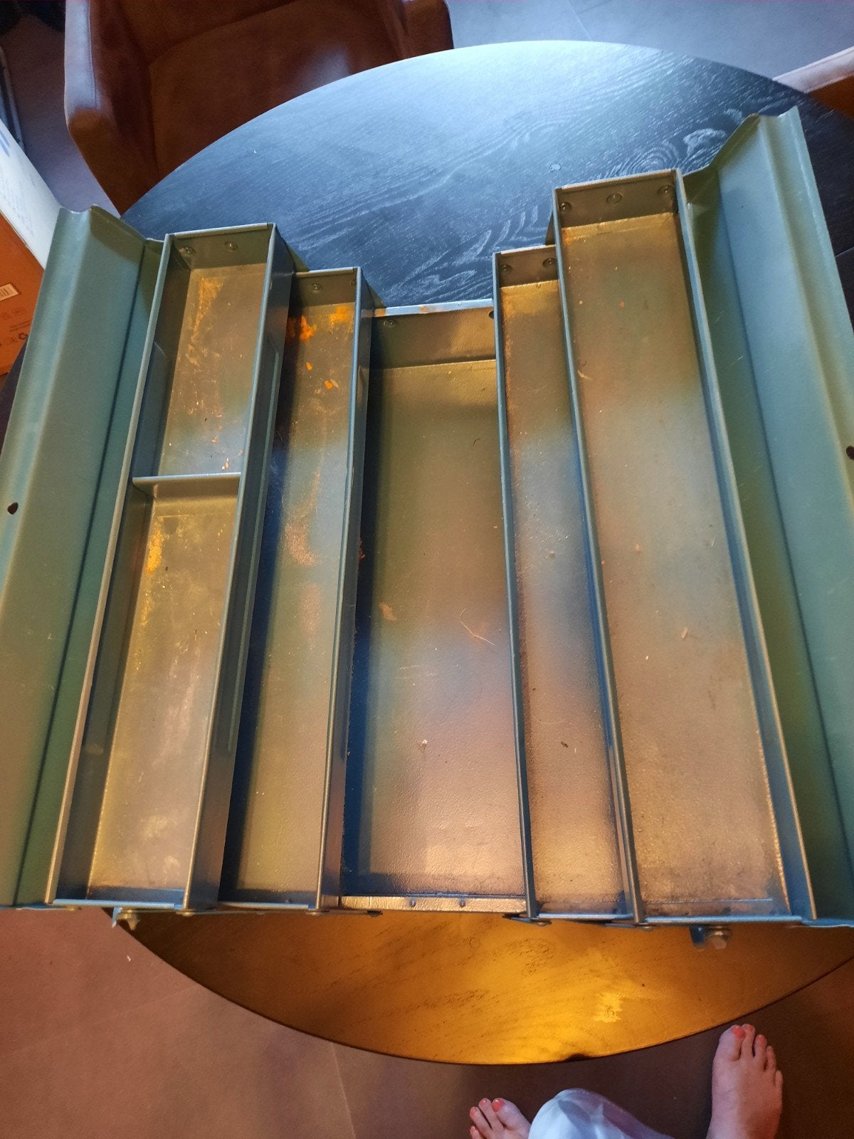 Vintage metalen gereedschapskist / viskist, Ophalen of Verzenden, Gebruikt