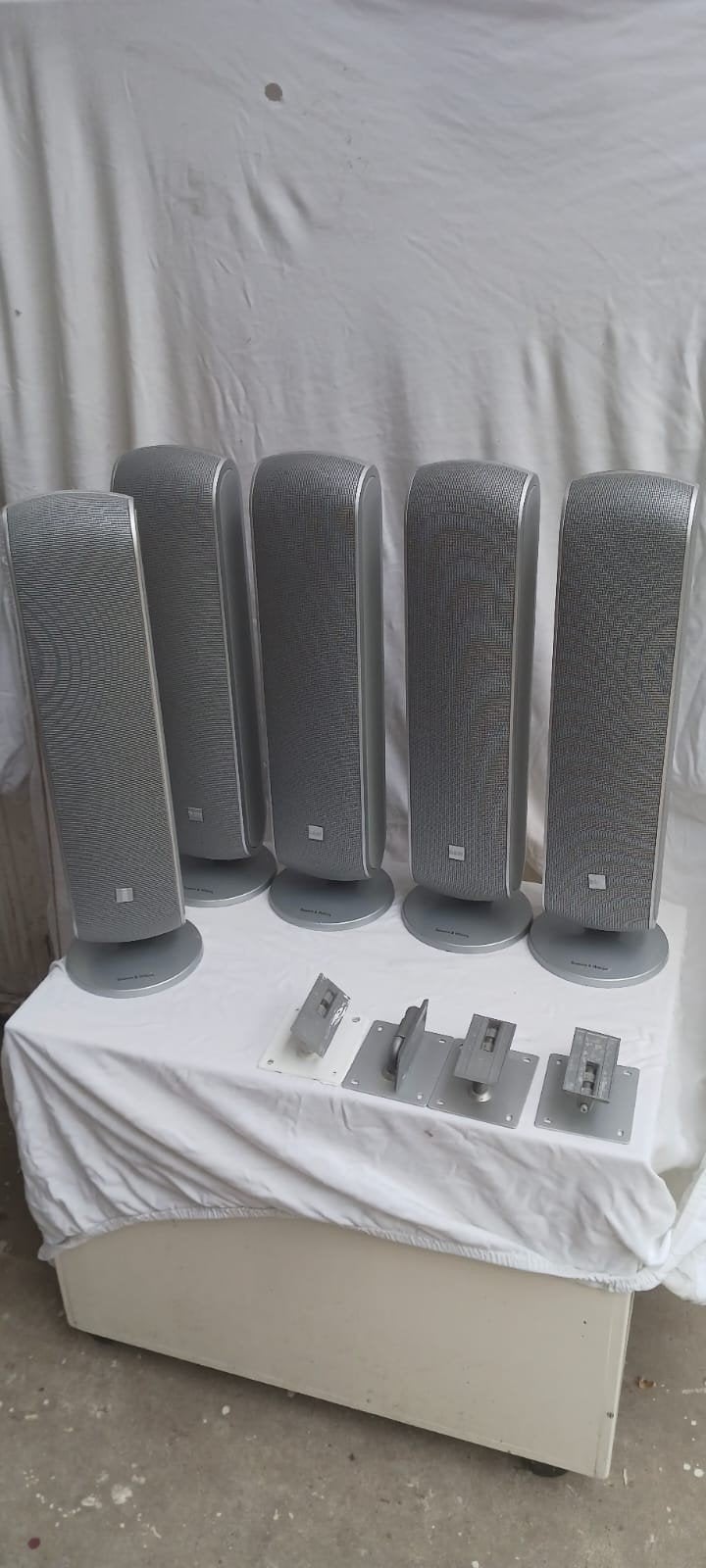 B&W VM1 Speakerset met AS1 Subwoofer en Yamaha Receiver, Gebruikt, Bowers & Wilkins (B&W), Surroundset, Geschikt voor surround/home cinema