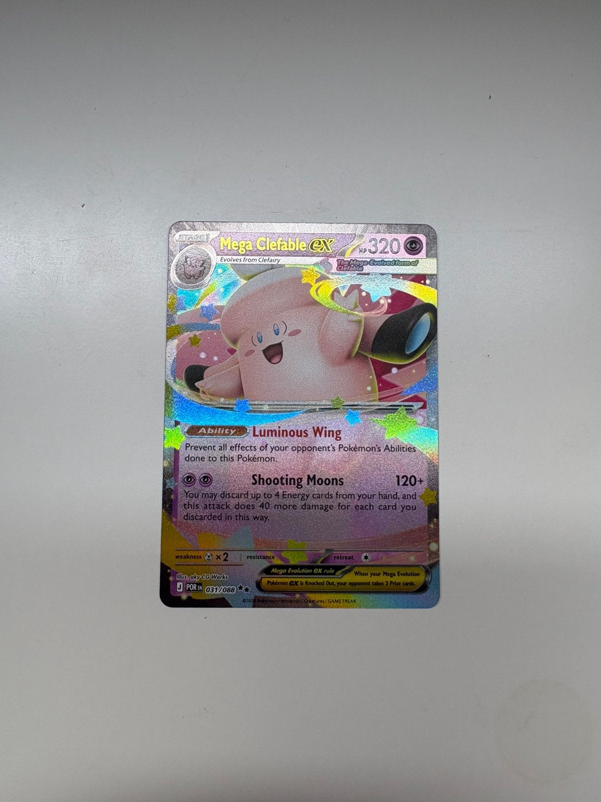Mega Clefable EX - 031/088 Perfect Order Pokémon Kaart, Ophalen of Verzenden, Zo goed als nieuw, Losse kaart, Foil