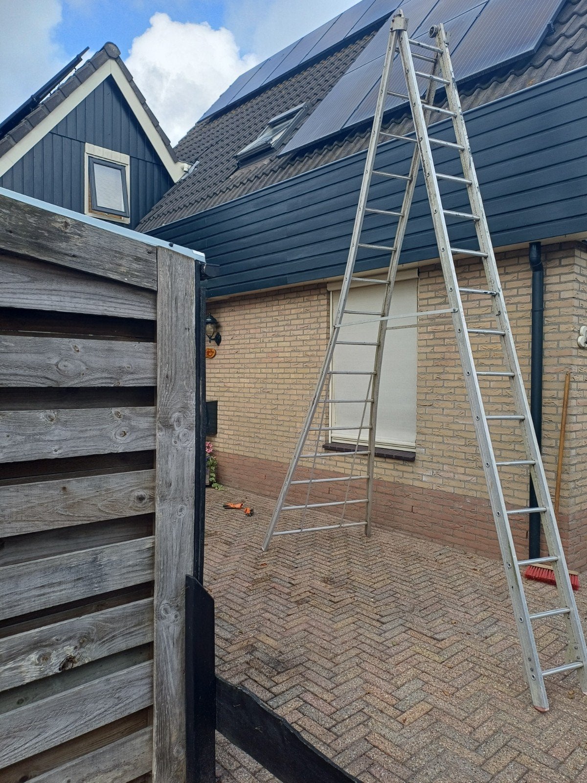 Aluminium ladder 2X16 sporten, Ophalen, Gebruikt, Overige typen, 5 meter of hoger