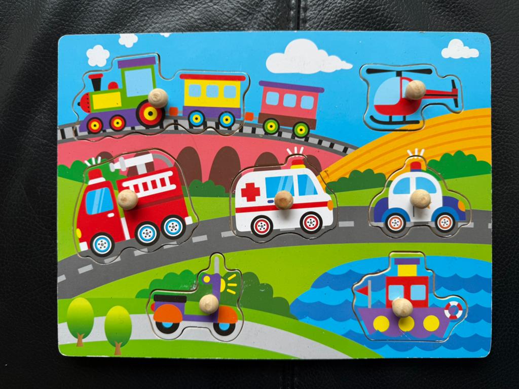 Houten voertuigen puzzel voor kinderen, Ophalen, 2 tot 4 jaar, Gebruikt, Van hout