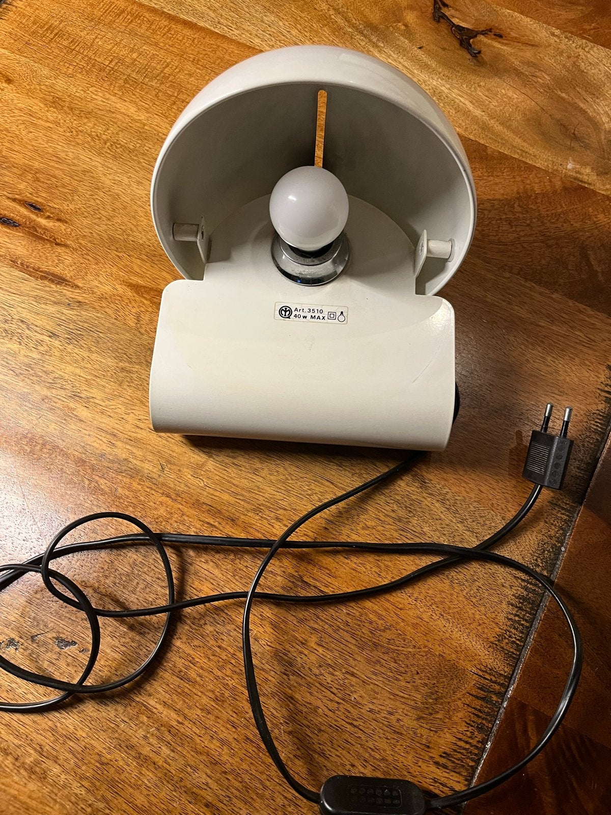 Vintage Witte Tafellamp - iGuzzini, Italia, jaren 70, Met schakelaar, Gebruikt, Overige merken, E14 (klein)