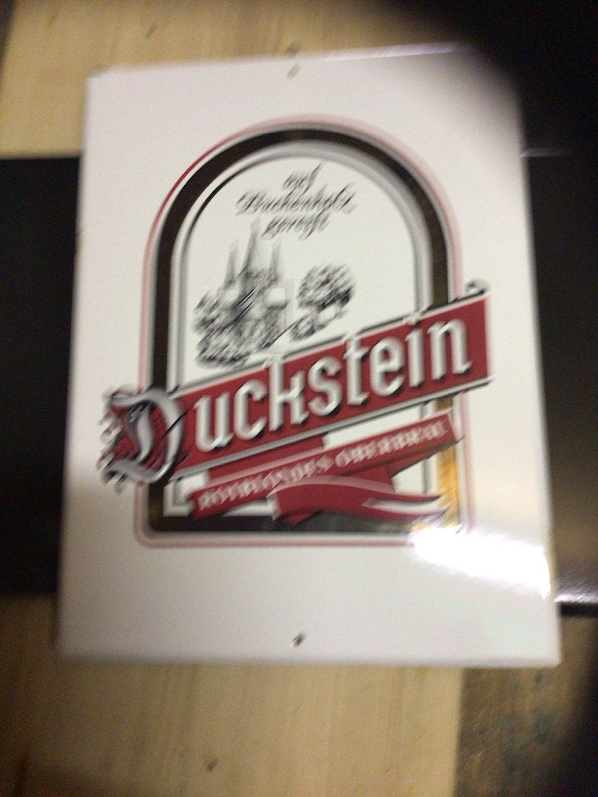 Duckstein emaille Reclamebord - Bierbrouwerij Decoratie, Ophalen of Verzenden, Gebruikt, Reclamebord, Plaat of Schild, Overige merken