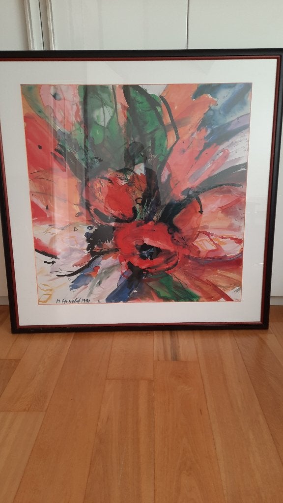 zeefdruk van Mona Arnold, Ophalen, Papier/karton, Zeefdruk, Achter glas