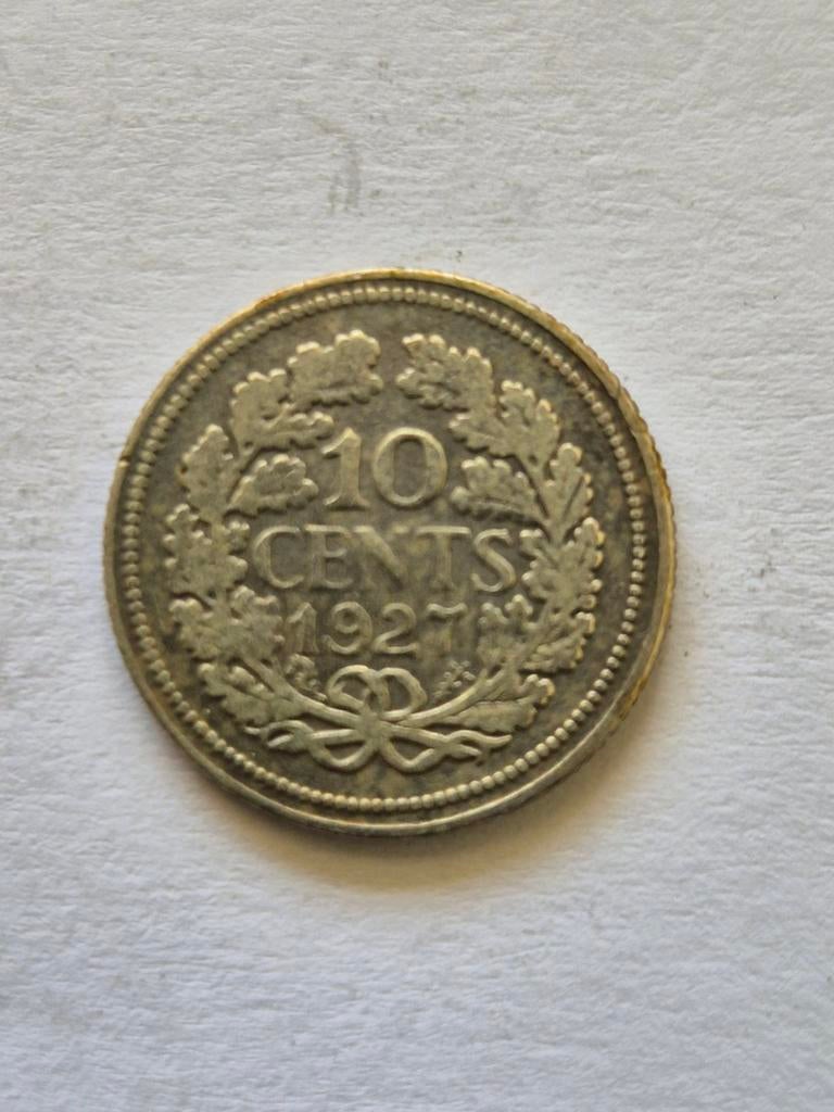 10 cent koningin Wilhelmina 1927 zilver, Postzegels en Munten, Munten | Nederland, Verzenden, Koningin Wilhelmina, 10 cent, Zilver