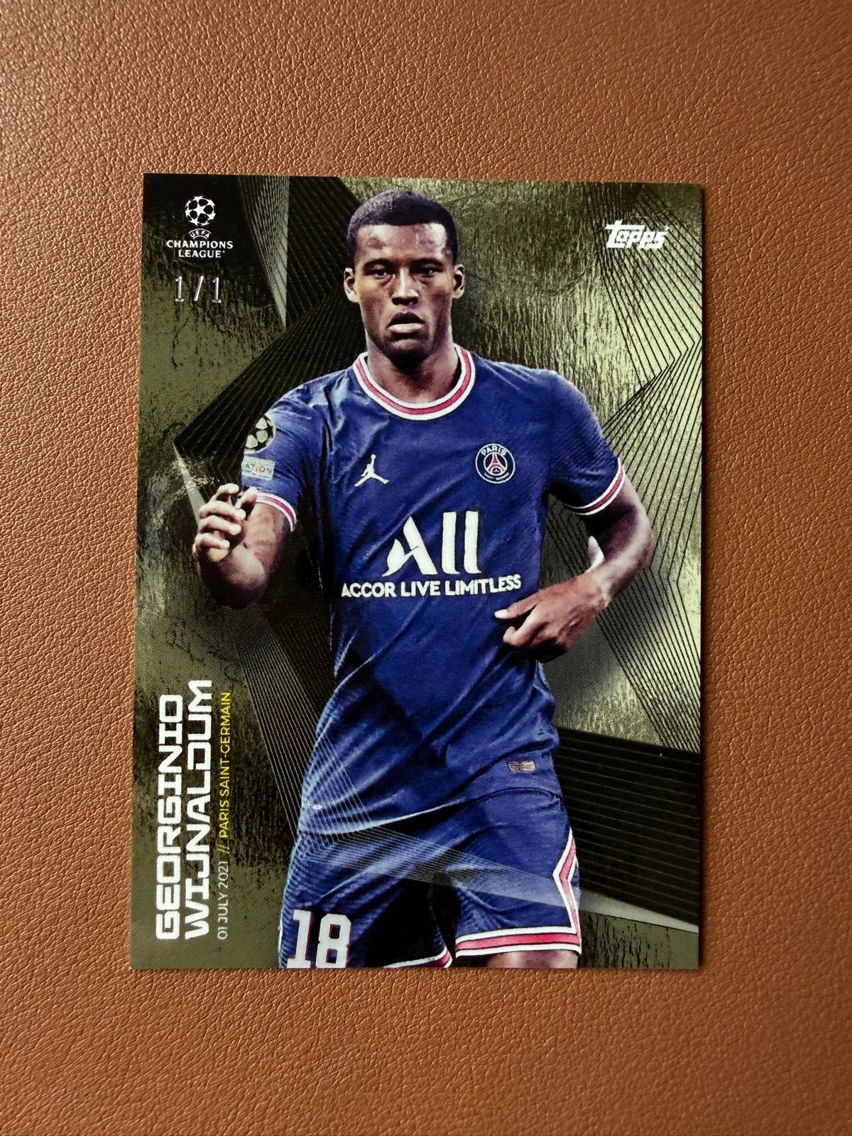 Georginio Wijnaldum PSG 1/1 Topps Summer Signing 2021, Ophalen of Verzenden, Zo goed als nieuw, Buitenlandse clubs, Spelerskaart