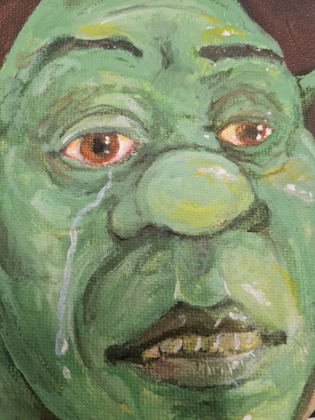 Shrek hartje, Op houten frame, Ophalen of Verzenden, Textiel, Figuren