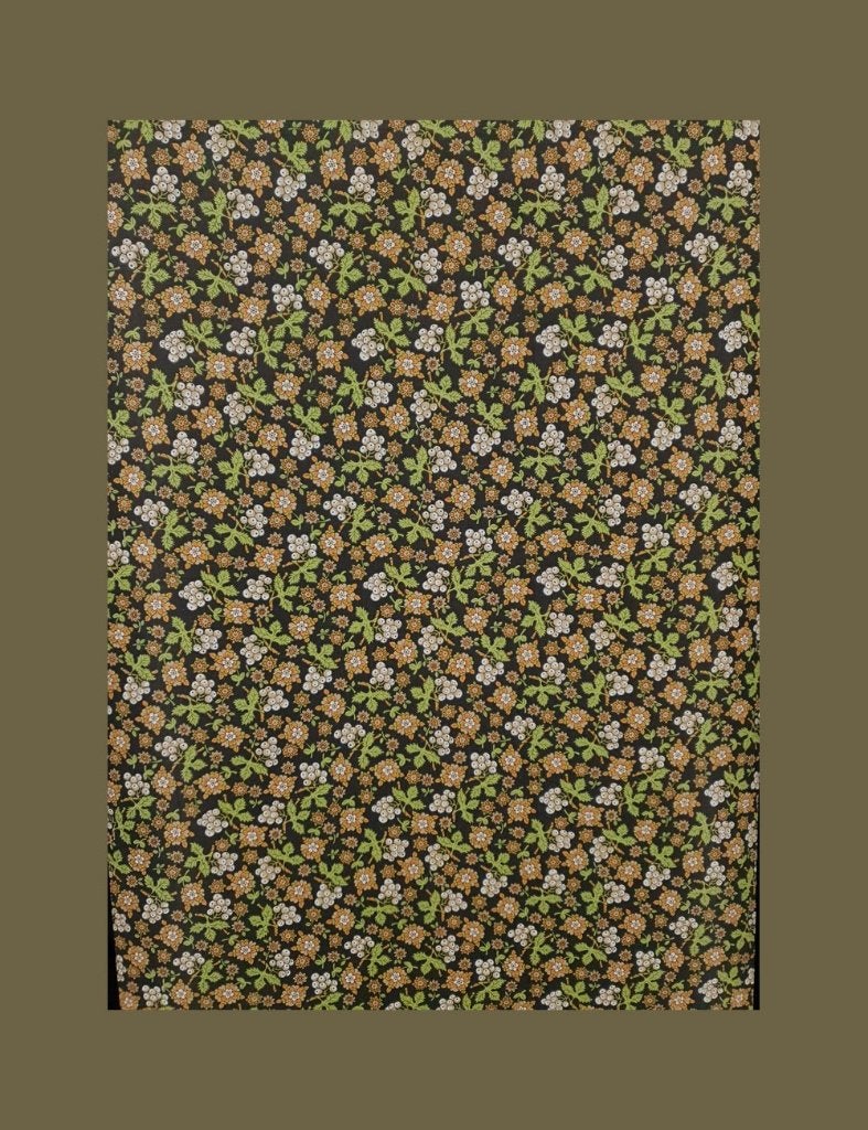4007 Minibloemen vintage behang bruin wit oranje groen swiet, Huis en Inrichting, Stoffering | Behang, Verzenden, Papierbehang
