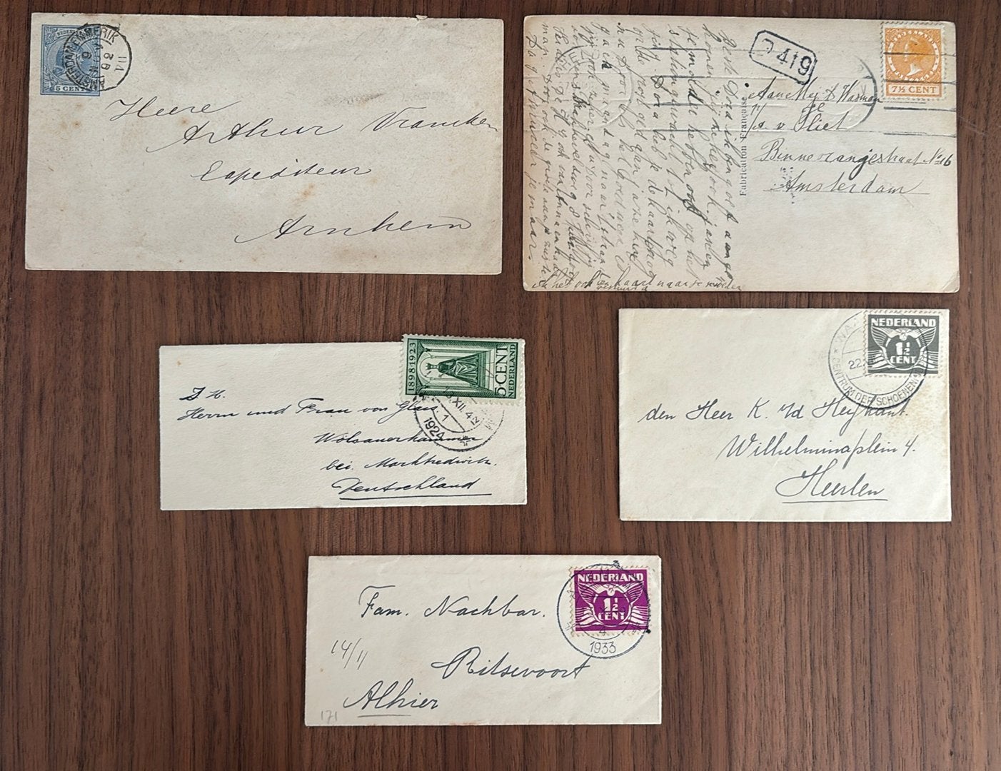5 poststukken., Verzenden, Euro's