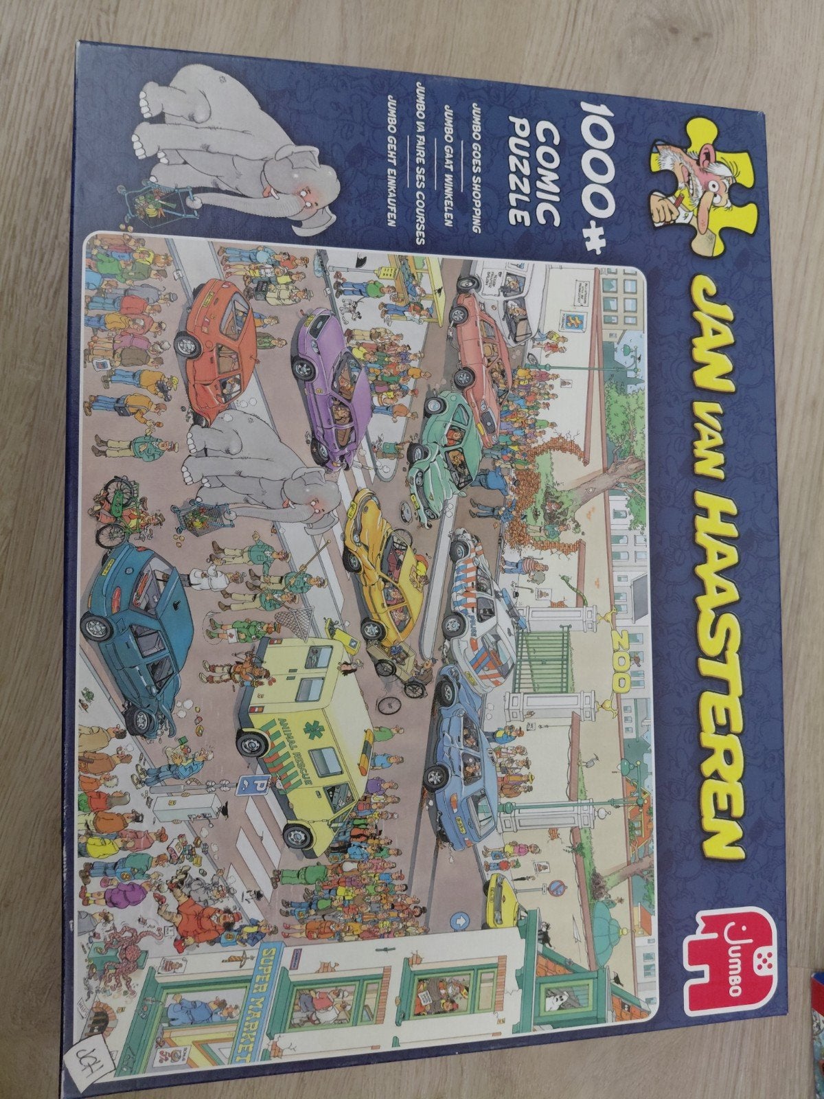 Jan van Haasteren Jumbo Goes Shopping 1000+ stukjes, Hobby en Vrije tijd, Denksport en Puzzels, Ophalen of Verzenden, 500 t/m 1500 stukjes