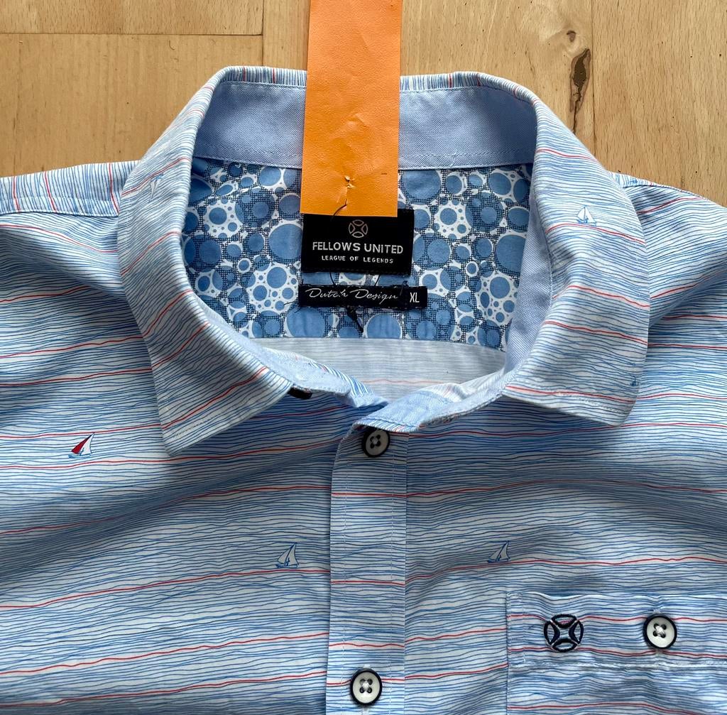 Fellows United Dutch Design overhemd zeilboot patroon 43 XL, Ophalen of Verzenden, Zo goed als nieuw, Blauw, Halswijdte 43/44 (XL)