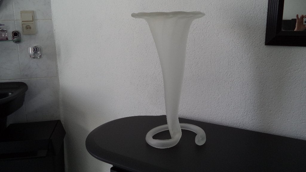 Italiaanse vaas art deco melkglas 1980, Ophalen, Wit, 50 cm, Glas