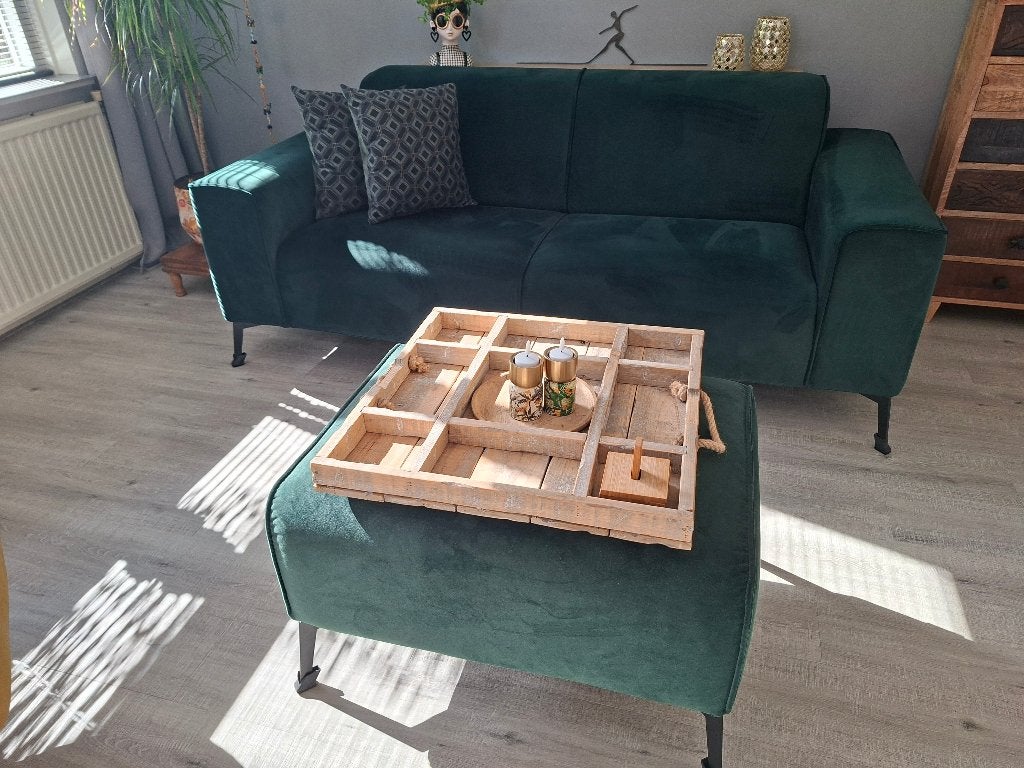 Bank met Hocker en dienblad., Ophalen, Minder dan 75 cm, 150 tot 200 cm, Tweepersoons