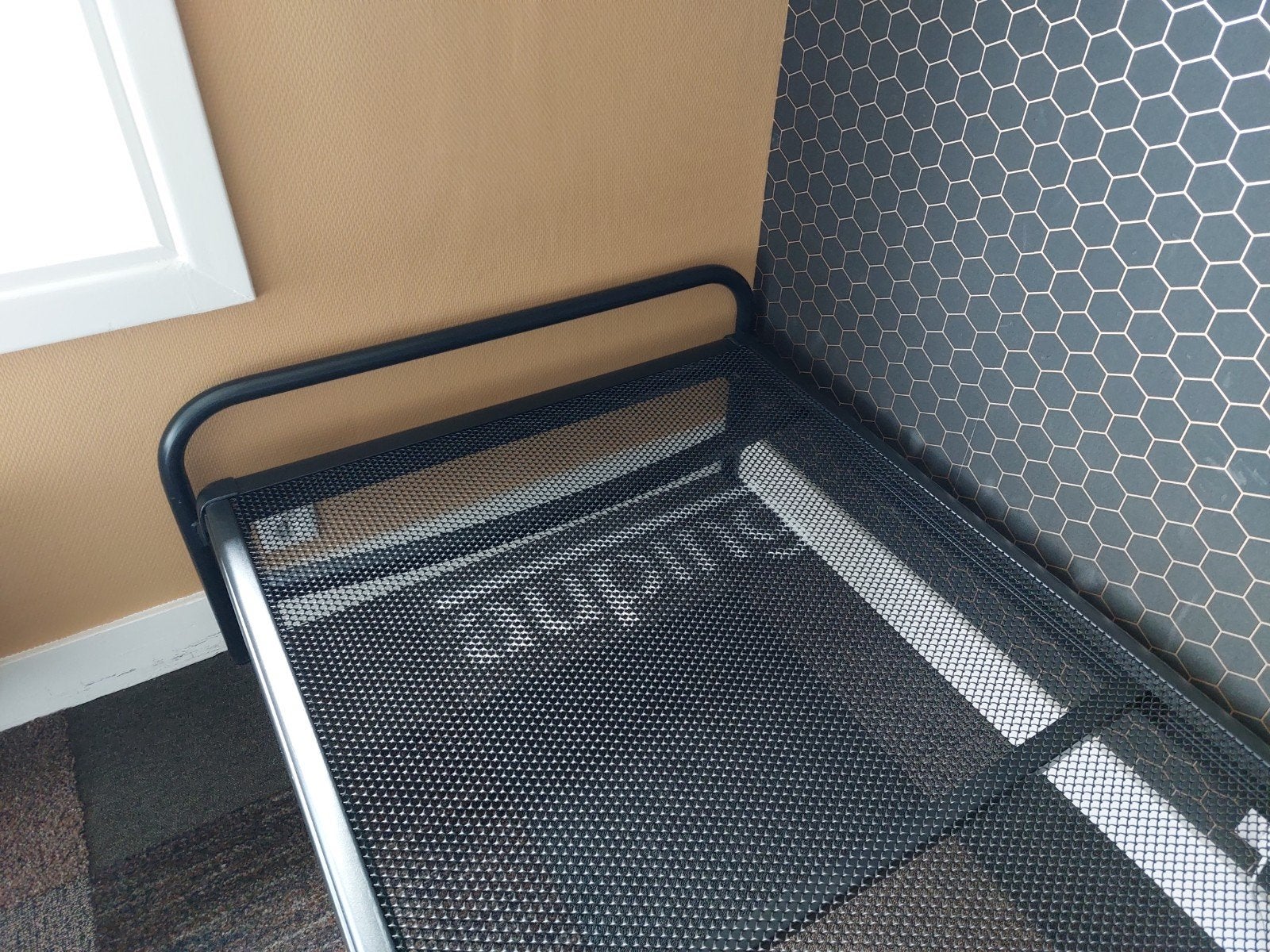 Nette Auping 90x220 stevig bed, strakke spiraal zgan, Ophalen, 90 cm, Eenpersoons, Zwart