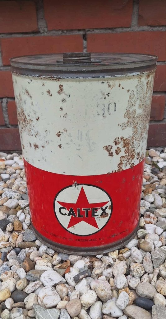 Groot vintage Caltex olievat, olieblik️️️⛽️, Gebruikt, ., ., .