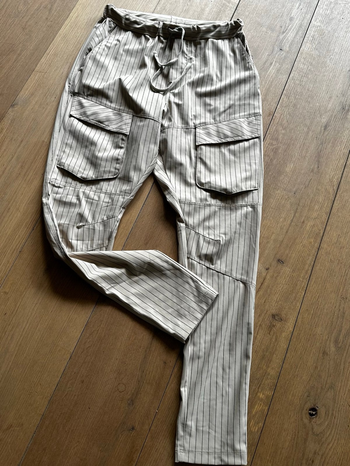 Penn&Ink N.Y. gestreepte broek met cargozakken maat 36, Beige, Nieuw, Ophalen of Verzenden, Maat 36 (S)