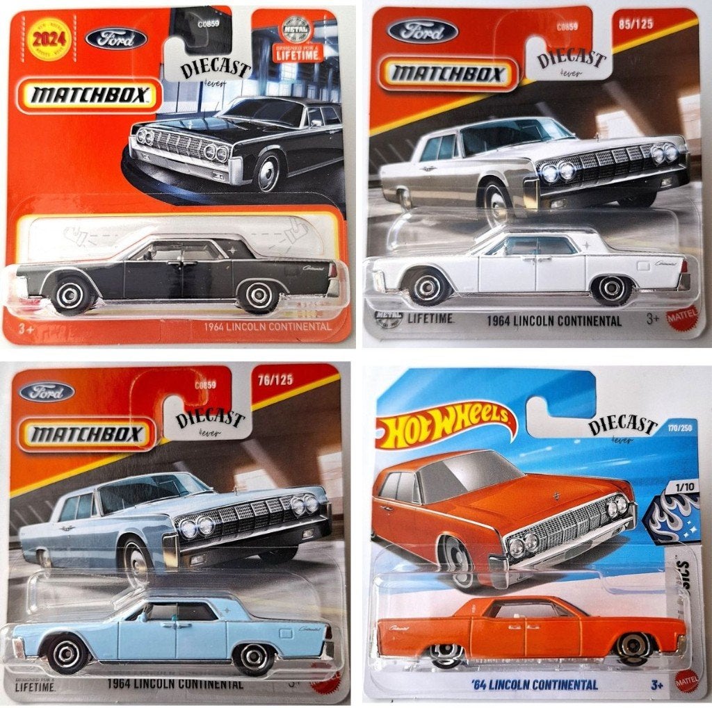 Hot Wheels Matchbox '64 Lincoln Continental special, 4 stuks, Ophalen, Nieuw, Auto