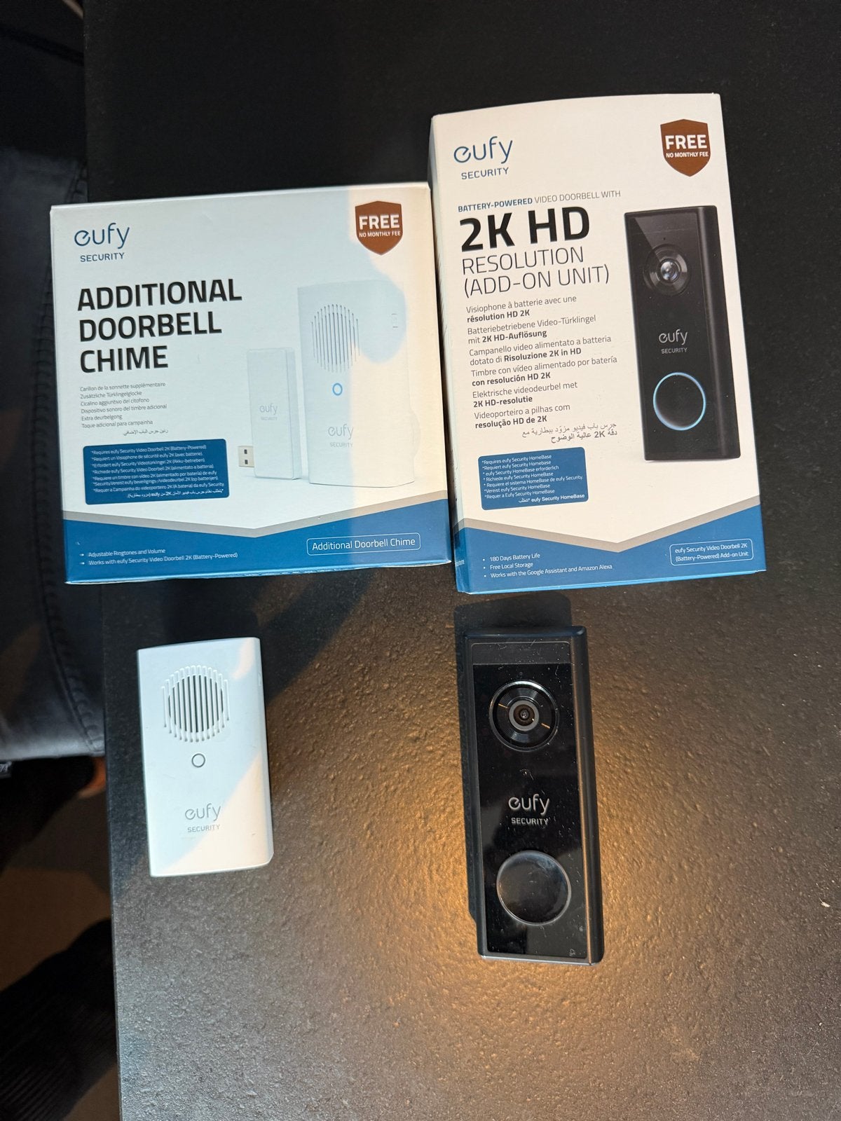 Eufy Security Video Deurbel 2 sets met Chime, Audio, Tv en Foto, Ophalen of Verzenden, Zo goed als nieuw, Buitencamera