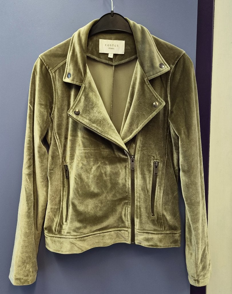 COSTES Rebel velvet biker jacket – groen – maat S nr 52185, Costes, Onbekend, Ophalen of Verzenden, Zo goed als nieuw