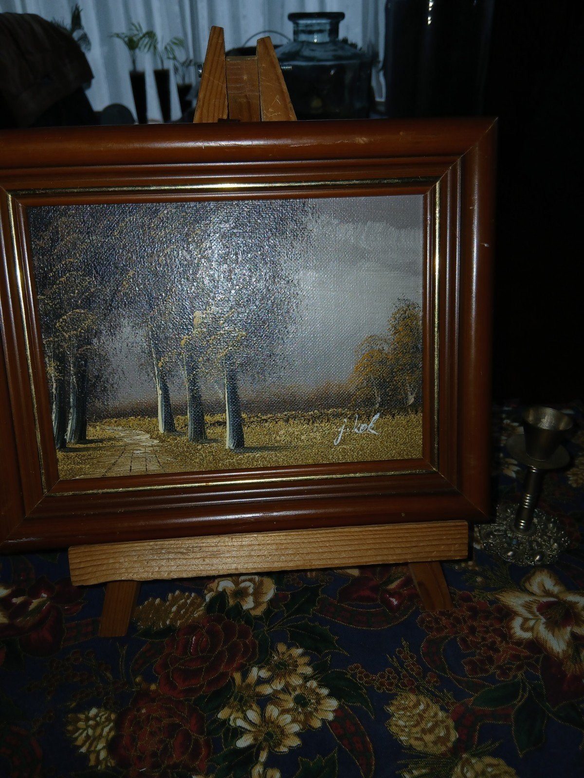 Schilderij J. Kok - Landschap met bomen en pad, Antiek en Kunst, Paneel, Realistisch, Ophalen of Verzenden, Landschap