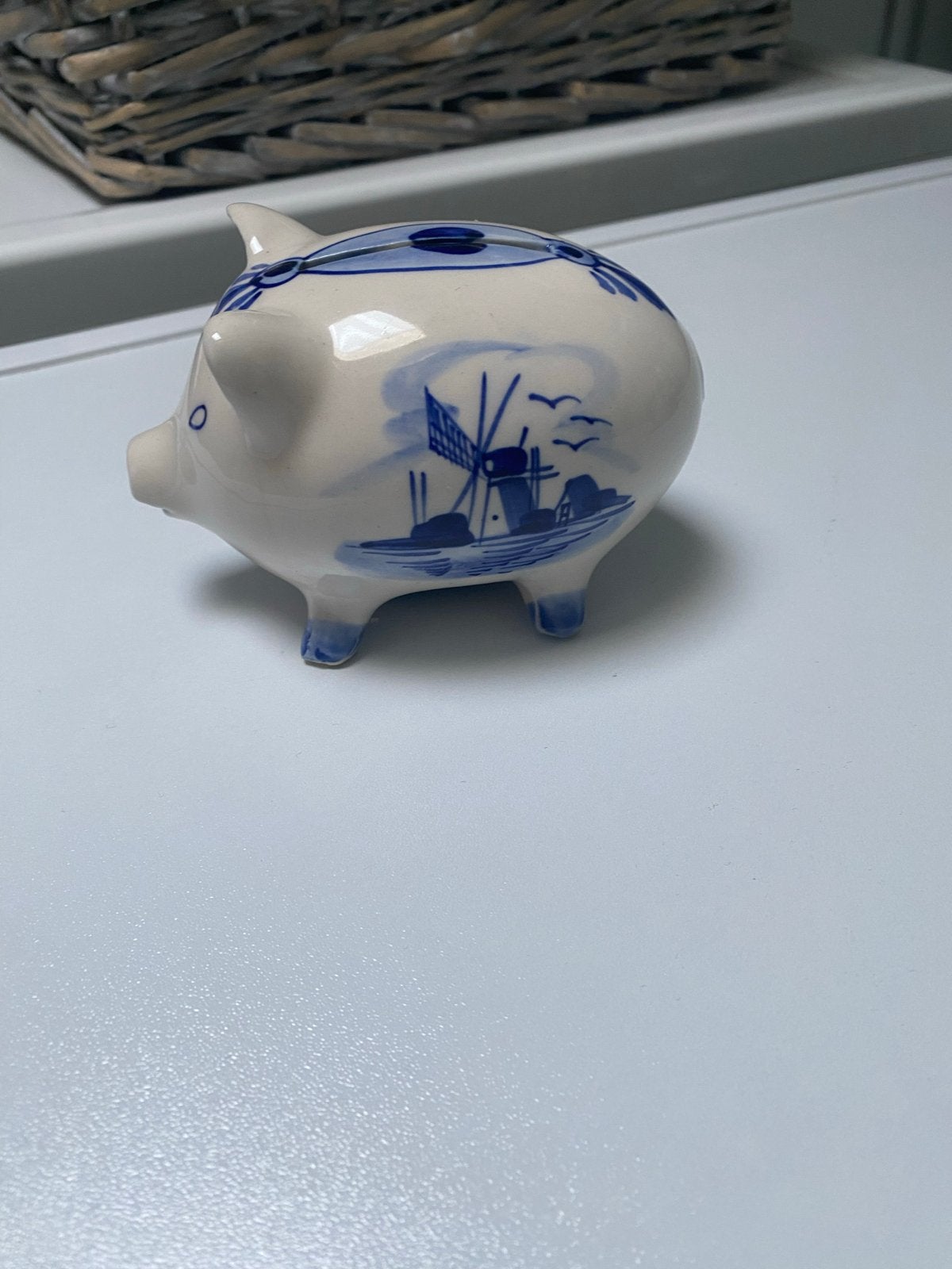 Spaarpot spaarvarken delfts blauw, Ophalen of Verzenden, Gebruikt, Steen, Aardewerk of Keramiek, Dier
