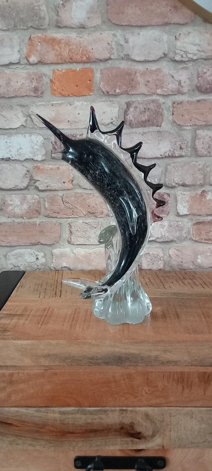 Murano Glas:Grote 32cm Zwarte Marlijnvis Beeld♥️SALE VERKOOP, Ophalen of Verzenden, Nieuw, Dier