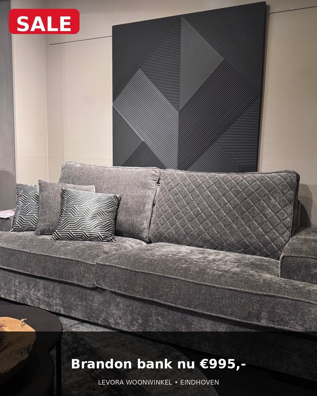 Showroommodel Urbansofa bank Brandon - 225cm, Ophalen, 100 tot 125 cm, Rechte bank, Stof