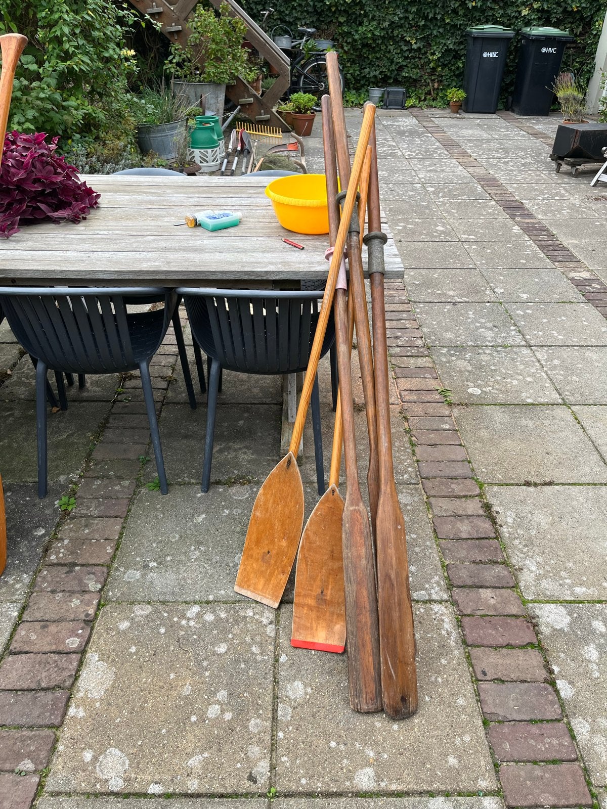 Set van 5 houten roeispanen, Ophalen of Verzenden, Gebruikt