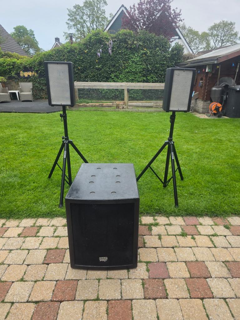 DAP PRO Clubmate 15 PA-set met subwoofer en satellieten, Gebruikt, Complete surroundset, 120 watt of meer, Ophalen