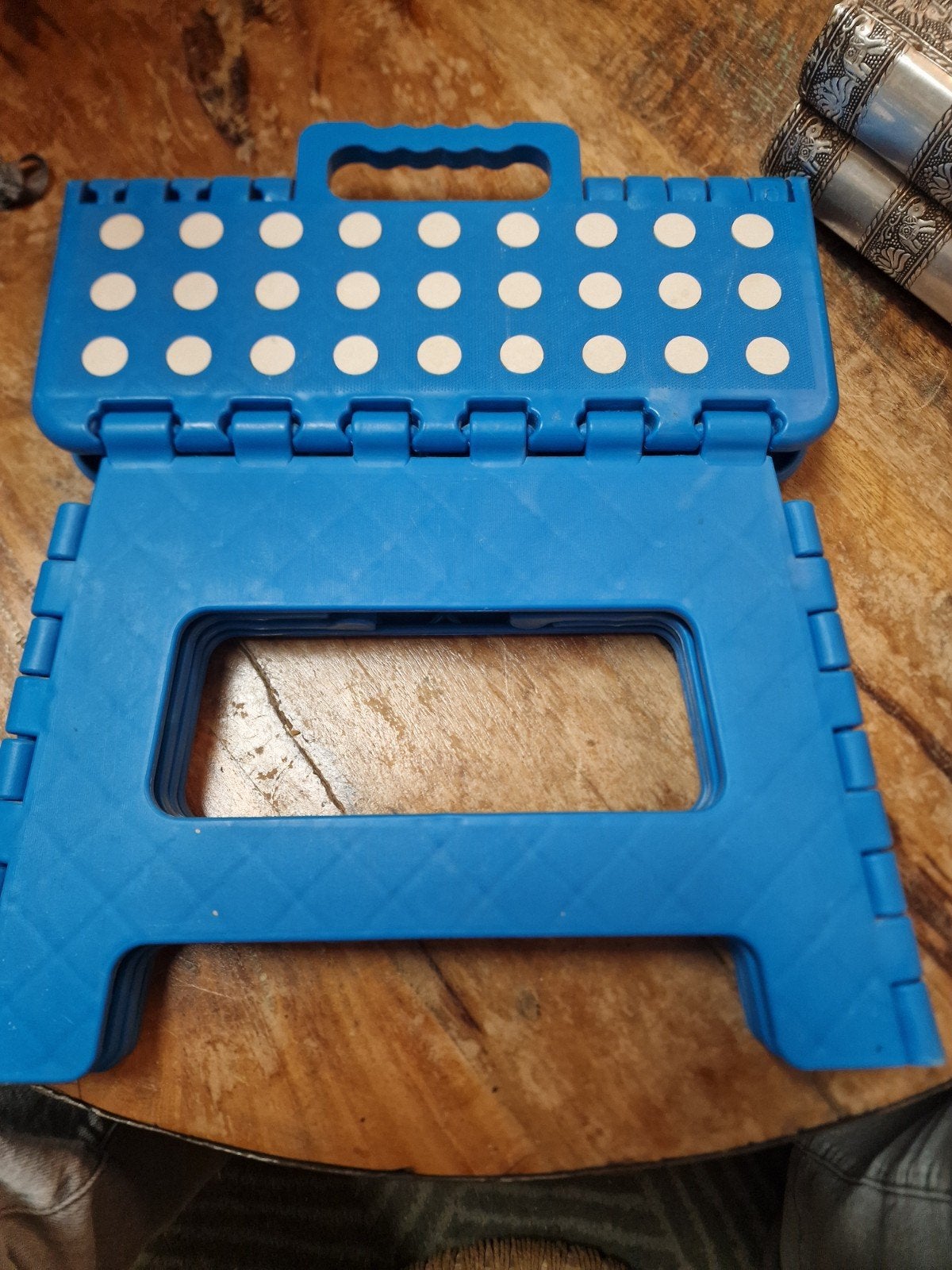 Blauw opvouwbaar opstapje met witte stippen, Ophalen of Verzenden, Gebruikt, Kunststof