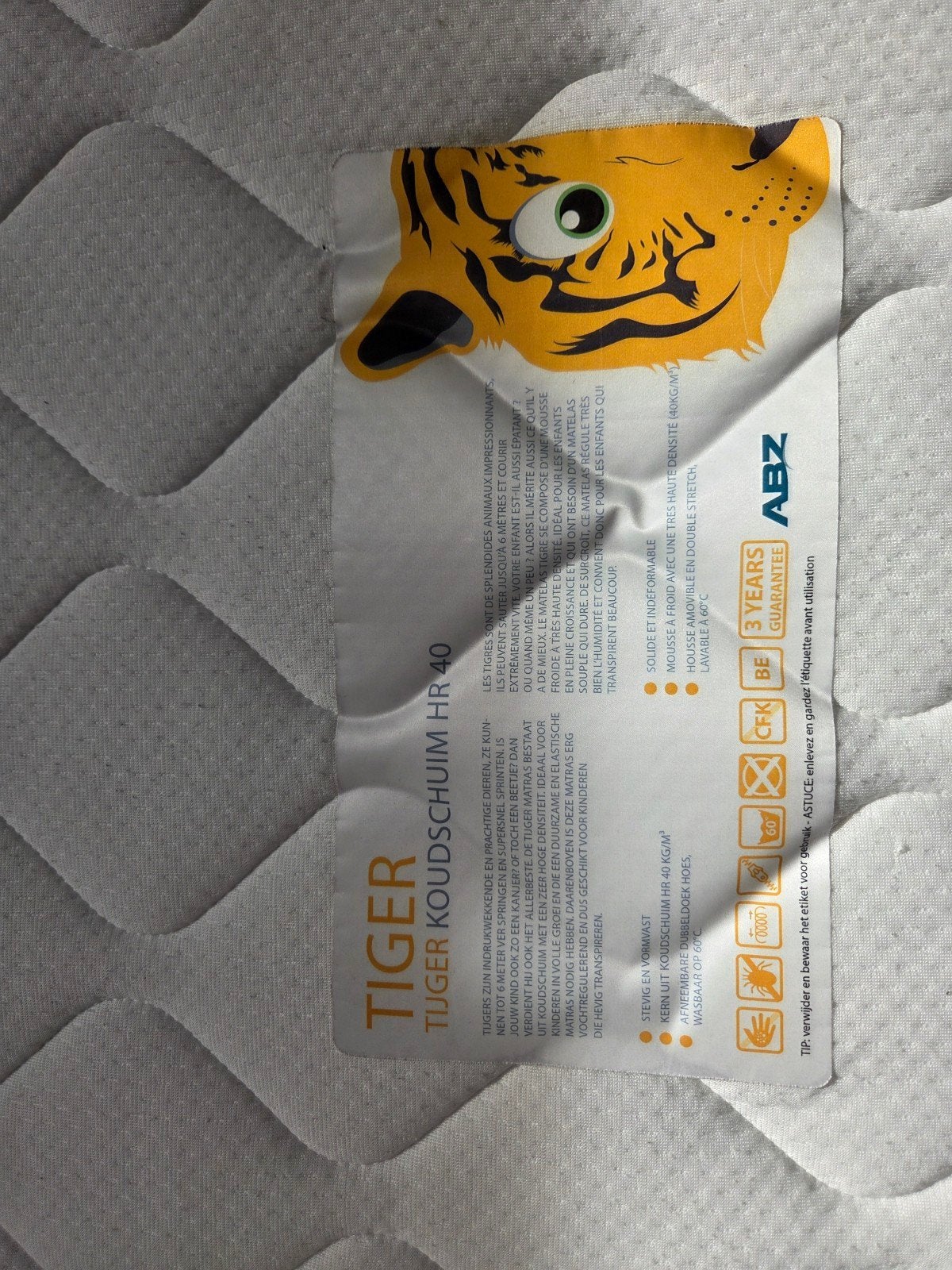 Tiger Koudschuim HR 40 Matras - Zo goed als nieuw, Huis en Inrichting, Ophalen, 190 cm of minder, Zo goed als nieuw, Matras