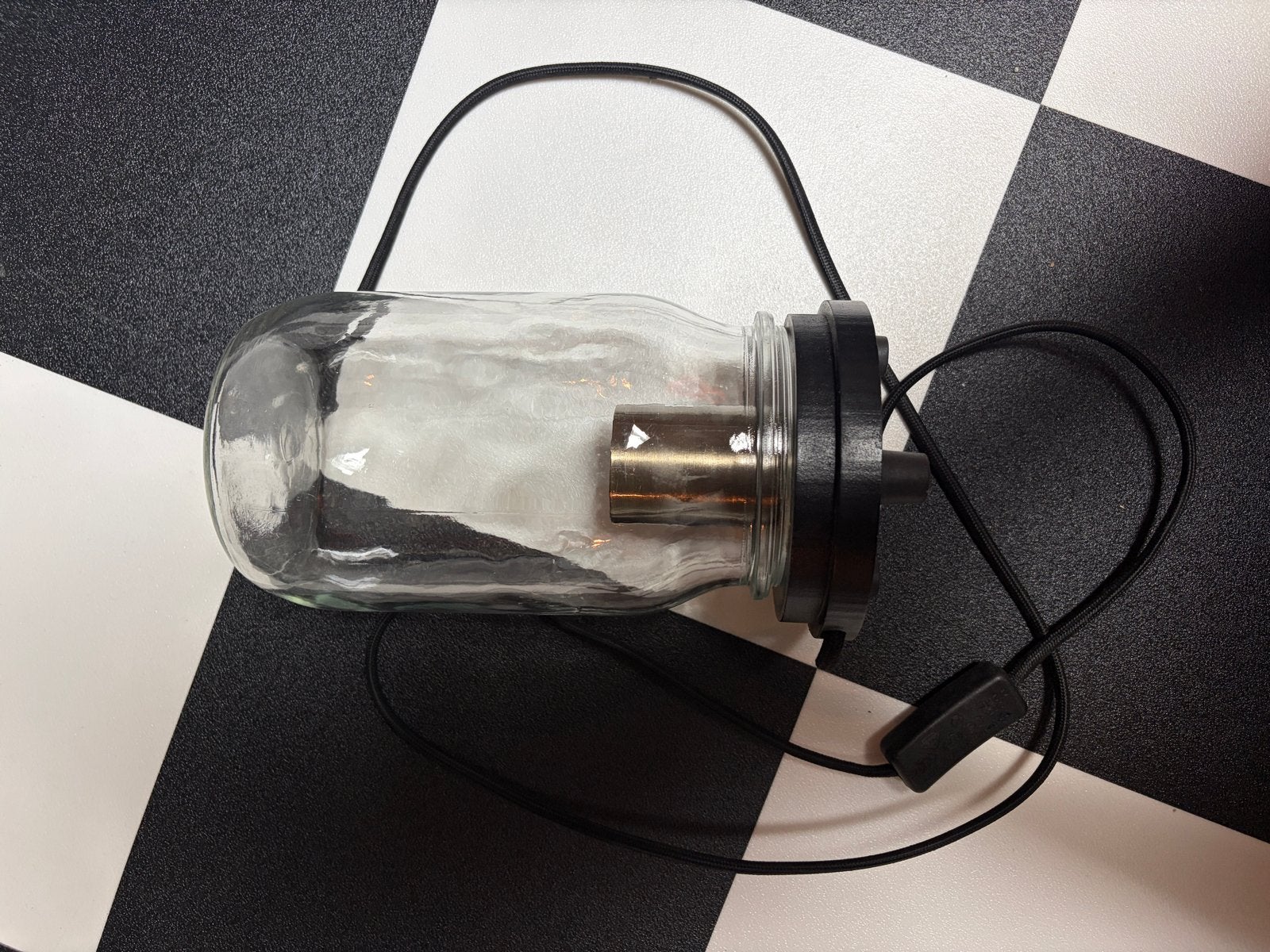 Glazen pot lamp met schakelaar en stekker, Overige merken, Gebruikt, E27 (groot), Glas